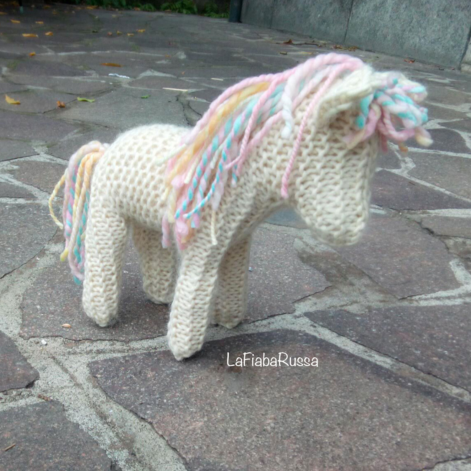 Hand knitted wool horse plush on Pegasus wings as a gift for Fantasy lovers, Waldorf inspired Fairyt